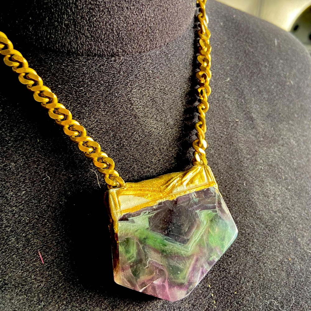 ✨Adina mills purple and green agate on gold chain ~ one of a kind rare piece✨